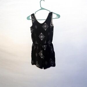 Paper Doll Kids One Piece in Black with White Floral Pattern